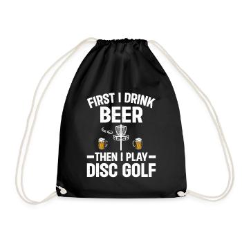 D’abord, je bois de la bière, puis je joue au disc golf - Sac de sport léger - noir - Devant