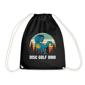 Disc Golfing Dinosaur Disc Golfer - Disc Golf Dino - Turnbeutel - Schwarz - Vorne