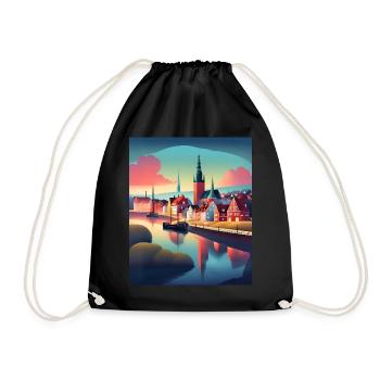 A town in Denmark - Drawstring Bag - black - Front