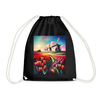 Magnifique paysage de tulipes aux Pays-Bas - Sac de sport léger - noir - Devant