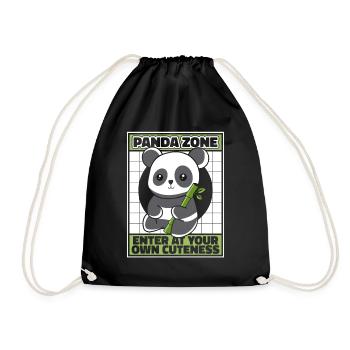 Panda Zone Betreten Sie Ihre eigene Niedlichkeit Panda Bär - Turnbeutel - Schwarz - Vorne