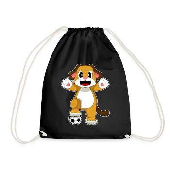 Dog Soccer Player Soccer - Drawstring Bag - black - Front