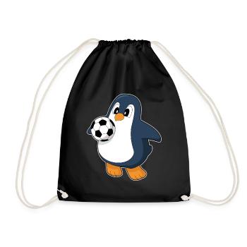 Pinguin Fußballspieler Fußball - Turnbeutel - Schwarz - Vorne