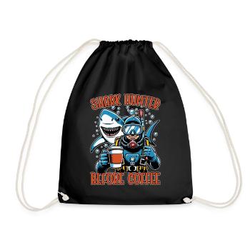 Shark Hunter Before Fossil Hunting Coffee Lover - Drawstring Bag - black - Front