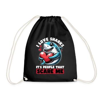 Shark Enthusiast I Love Sharks Marine Biologist - Drawstring Bag - black - Front
