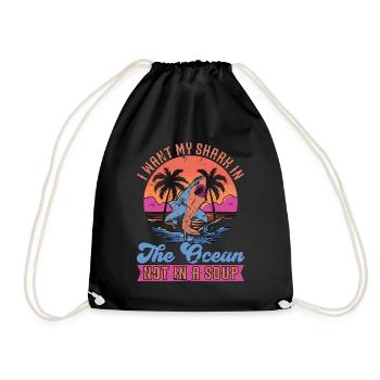 Shark Enthusiast I Want My Shark In Freediving - Drawstring Bag - black - Front