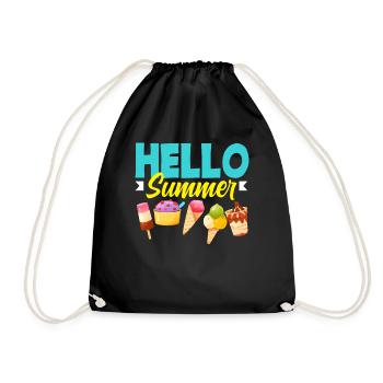Hallo Sommer Eiscreme Liebhaber Design - Turnbeutel - Schwarz - Vorne