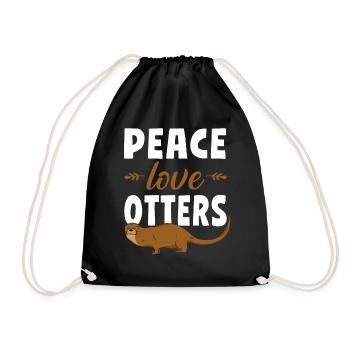 Otter Girl Peace Love Otters - Turnbeutel - Schwarz - Vorne