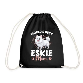 American Eskimo Dog Dog Eskie mom - Drawstring Bag - black - Front