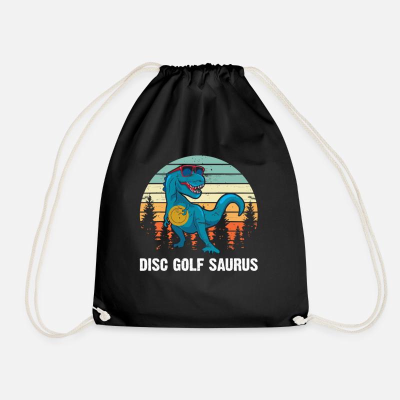 Disc Golfer Saurus - Dino Disc Golf Dinosaur - Turnbeutel - Schwarz