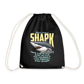 Shark Hunting Advice From A Shark Fossil Hunting - Drawstring Bag - black - Front