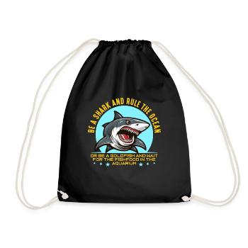 Shark Hunting Be A Shark And Rule Fossil Hunting - Drawstring Bag - black - Front