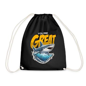 Shark Hunting You're Great Loves Fossil Hunting - Drawstring Bag - black - Front