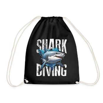 Shark Hunting Shark Diving Swimmer Fossil Hunter - Drawstring Bag - black - Front