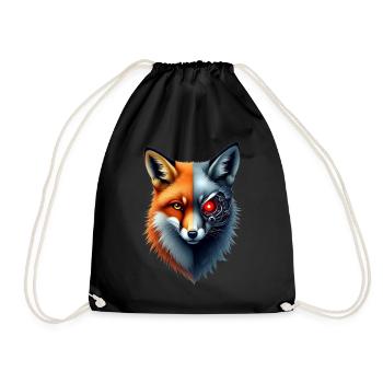 Funny Robot Fox Cyborg Animal Fox Cute Fox - Drawstring Bag - black - Front