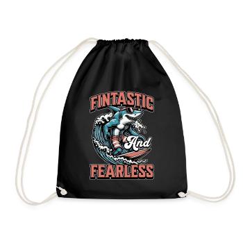 Shark Enthusiast Fintastic And Fearless Freediving - Drawstring Bag - black - Front