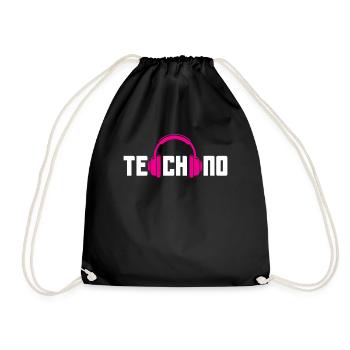 Techno Kopfhörer Für Techno Lover - Turnbeutel - Schwarz - Vorne