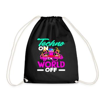 Techno Lover: Techno On World Off - Turnbeutel - Schwarz - Vorne