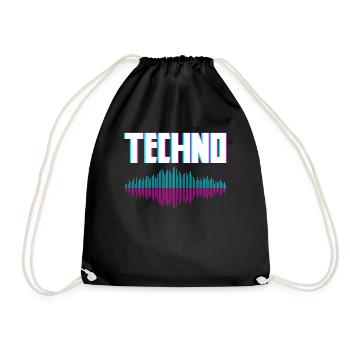 Techno Wellen Für Techno Liebhaber - Turnbeutel - Schwarz - Vorne