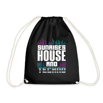 Sunrises House And Techno Lover - Drawstring Bag - black - Front