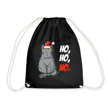 Cat Christmas Shirt X Mas Cat in Fairy Lights - Drawstring Bag - black - Front