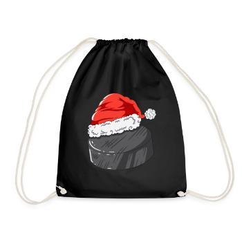 rondelle de hockey sur glace avec chapeau de Père Noël jeu de hockey sur glace - Sac de sport léger - noir - Devant