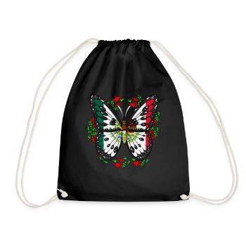 mexikaniBeautiful colorful butterfly insect Mexico - Drawstring Bag - black - Front