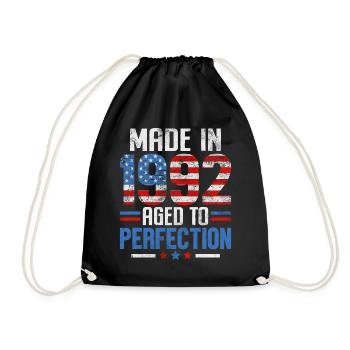 Made In 1992 Aged to Perfection USA Flag Funny - Drawstring Bag - black - Front