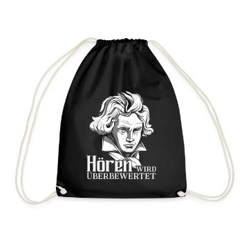 Komponist Beethoven taub Hören wird überbewertet - Turnbeutel - Schwarz - Vorne