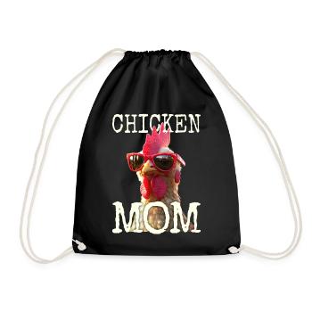 Chicken Mom Chicken Mom Farmer's Wife Mother's Day Chickens - Drawstring Bag - black - Front