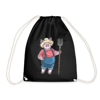 Pig Farmer Pitchfork Farm - Drawstring Bag - black - Front