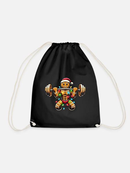 Pain d’épice Homme Bodybuilder Noël - Sac de sport léger - noir