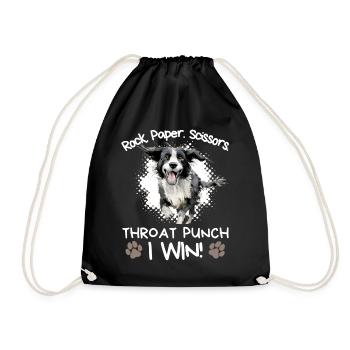 Rock Paper Scissors Throat Punch - Border Collie - Turnbeutel - Schwarz - Vorne