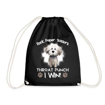 Rock Paper Scissors Throat Punch Bichon Frise Hund - Turnbeutel - Schwarz - Vorne