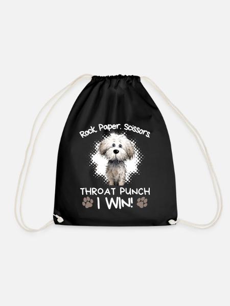 Rock Paper Scissors Throat Punch Bichon Frise Hund - Turnbeutel - Schwarz