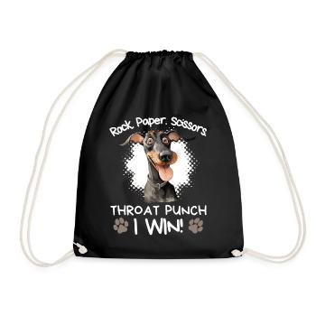 Rock Paper Scissors Dobermann Sarkastisch - Turnbeutel - Schwarz - Vorne