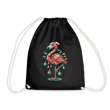 Fröhlicher Weihnachtsflamingo Mit Festlicher - Turnbeutel - Schwarz - Vorne