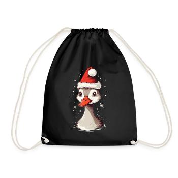 Canard de Noël avec chapeau de Noël - Sac de sport léger - noir - Devant