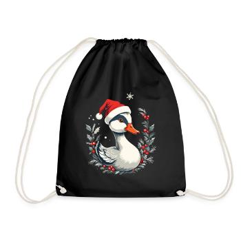 Canard de Noël avec chapeau et couronne de baies - Sac de sport léger - noir - Devant