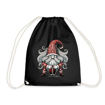 Christmas Football Gnome for Sports Lovers - Drawstring Bag - black - Front