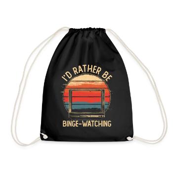 I'd Rather Be Binge Watching Movies Series Retro - Drawstring Bag - black - Front
