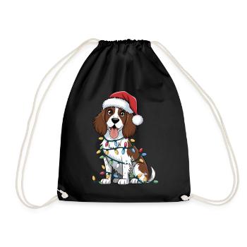 English Springer Spaniel Christmas Lights Xmas - Turnbeutel - Schwarz - Vorne