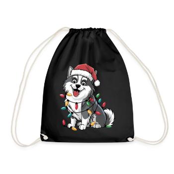 Eskimo Noël Lumières Noël Chiens Cadeaux - Sac de sport léger - noir - Devant