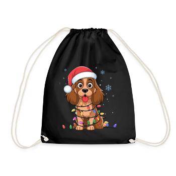 Cocker anglais Epagneul Noël Lumières de Noël Chiens - Sac de sport léger - noir - Devant