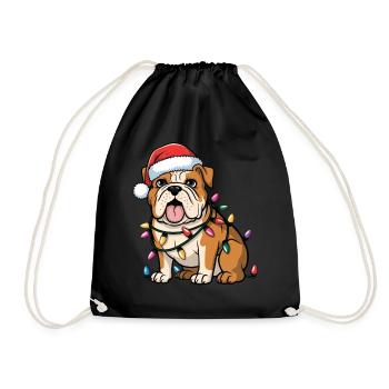 English Bulldog Christmas Lights Xmas Dogs Gifts - Turnbeutel - Schwarz - Vorne