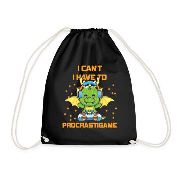 Gamer I Cant I Have To Procrastigame Gaming - Drawstring Bag - black - Front