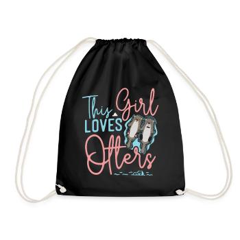 Otter Girl This Girl Loves Otters - Drawstring Bag - black - Front