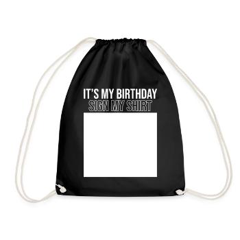 Gift Round Birthday Party Celebration Birthday - Drawstring Bag - black - Front