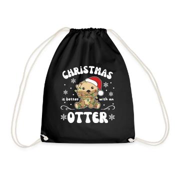 Noël, c’est mieux avec une loutre - Sac de sport léger - noir - Devant