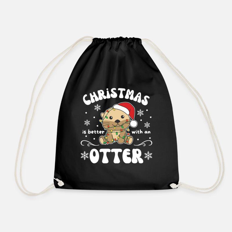 Weihnachten ist besser mit einem Otter - Turnbeutel - Schwarz